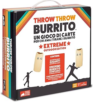 Asmodee - Throw Throw Burrito: Extreme Outdoor Edition, Juego de Mesa con Burrito Gigantes, 2-6 Jugadores, edición en Italiano